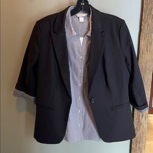 Matching suit jacket and button up shirt